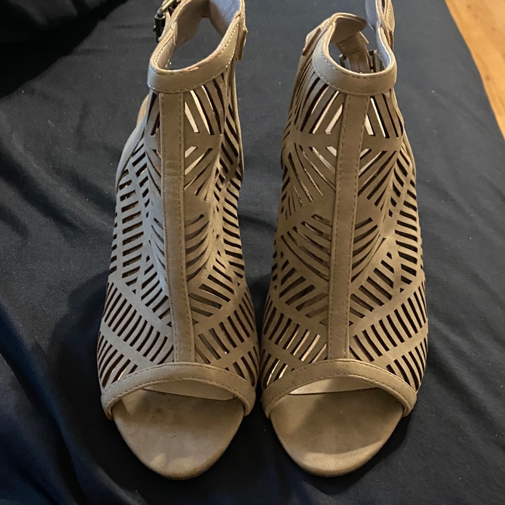 Just Fabulous Chic Tan Cutout Heels